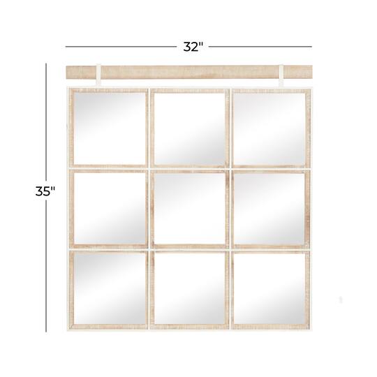 35" Brown Wood Rustic Wall Mirror